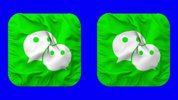 WeChat, Weixin Flag Icon in Squire Shape Isolated with Plain and Bump Texture, 3D Rendering, Green Screen, Alpha Matte video