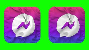 Messenger Flag Icon in Squire Shape Isolated with Plain and Bump Texture, 3D Rendering, Green Screen, Alpha Matte video