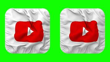 Youtube drapeau icône dans écuyer forme isolé avec plaine et bosse texture, 3d le rendu, vert filtrer, alpha mat video