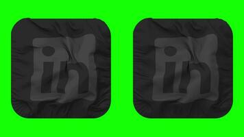 LinkedIn Flag Icon in Squire Shape Isolated with Plain and Bump Texture, 3D Rendering, Green Screen, Alpha Matte video