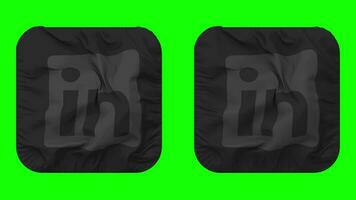 LinkedIn Flag Icon in Squire Shape Isolated with Plain and Bump Texture, 3D Rendering, Green Screen, Alpha Matte video