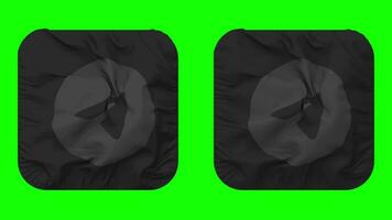 telegrama bandera icono en escudero forma aislado con llanura y bache textura, 3d representación, verde pantalla, alfa mate video
