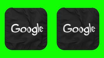 Google bandeira ícone dentro escudeiro forma isolado com avião e colisão textura, 3d Renderização, verde tela, alfa fosco video