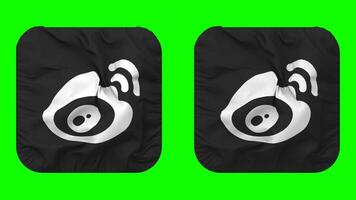 Weibo Flag Icon in Squire Shape Isolated with Plain and Bump Texture, 3D Rendering, Green Screen, Alpha Matte video