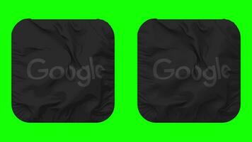 Google bandiera icona nel scudiero forma isolato con pianura e urto struttura, 3d rendering, verde schermo, alfa Opaco video
