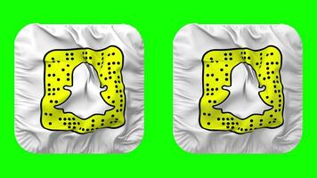 Snapchat Flagge Symbol im Knappe gestalten isoliert mit einfach und stoßen Textur, 3d Wiedergabe, Grün Bildschirm, Alpha matt video