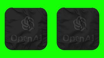 ChatGPT OpenAI Flag Icon in Squire Shape Isolated with Plain and Bump Texture, 3D Rendering, Green Screen, Alpha Matte video