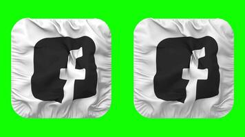 Facebook, FB Flag Icon in Squire Shape Isolated with Plain and Bump Texture, 3D Rendering, Green Screen, Alpha Matte video