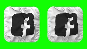 Facebook, FB Flag Icon in Squire Shape Isolated with Plain and Bump Texture, 3D Rendering, Green Screen, Alpha Matte video