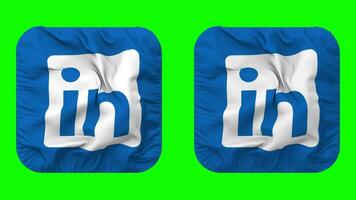 LinkedIn Flag Icon in Squire Shape Isolated with Plain and Bump Texture, 3D Rendering, Green Screen, Alpha Matte video
