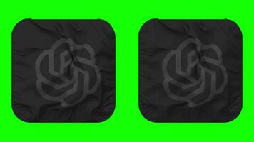 ChatGPT OpenAI Flag Icon in Squire Shape Isolated with Plain and Bump Texture, 3D Rendering, Green Screen, Alpha Matte video