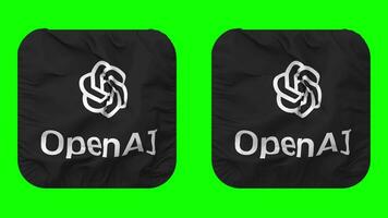 chatgpt openai drapeau icône dans écuyer forme isolé avec plaine et bosse texture, 3d le rendu, vert filtrer, alpha mat video