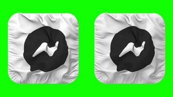 Messenger Flag Icon in Squire Shape Isolated with Plain and Bump Texture, 3D Rendering, Green Screen, Alpha Matte video