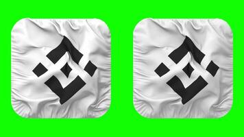 Binance Flag Icon in Squire Shape Isolated with Plain and Bump Texture, 3D Rendering, Green Screen, Alpha Matte video