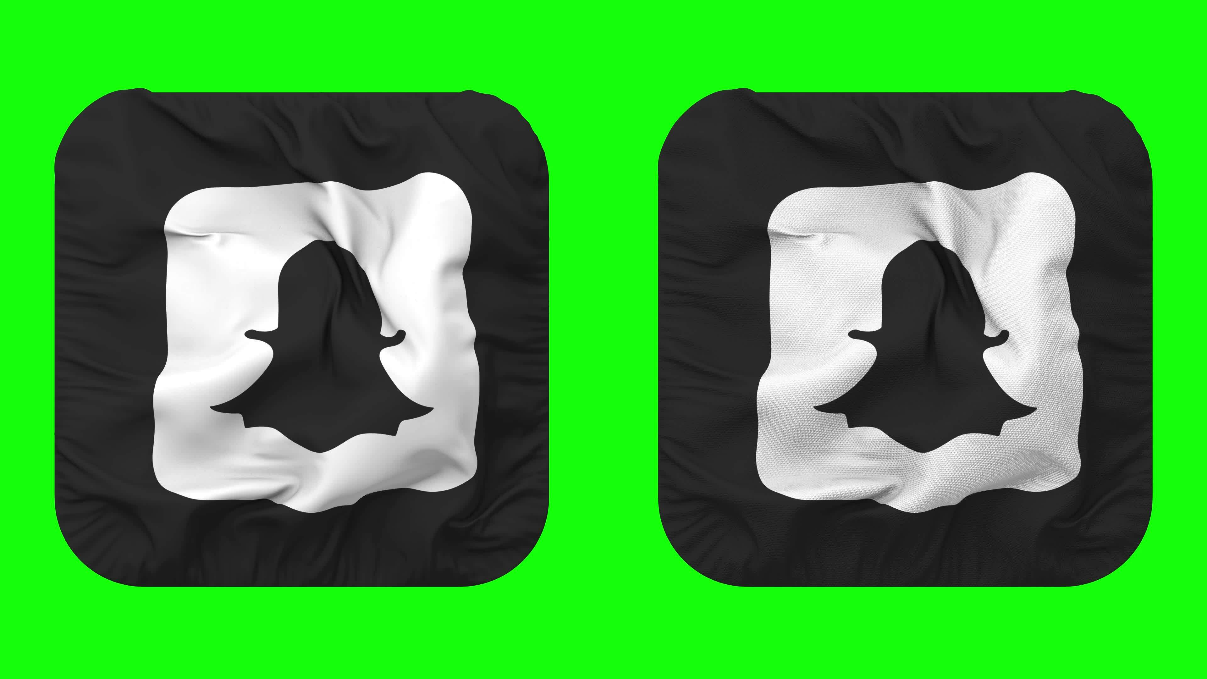 SnapChat Flag Icon in Squire Shape Isolated with Plain and Bump Texture