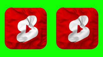 youtube shorts vlag icoon in schildknaap vorm geïsoleerd met duidelijk en buil textuur, 3d weergave, groen scherm, alpha matte video