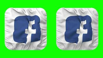 Facebook, FB Flag Icon in Squire Shape Isolated with Plain and Bump Texture, 3D Rendering, Green Screen, Alpha Matte video