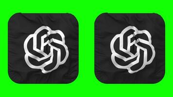 ChatGPT OpenAI Flag Icon in Squire Shape Isolated with Plain and Bump Texture, 3D Rendering, Green Screen, Alpha Matte video
