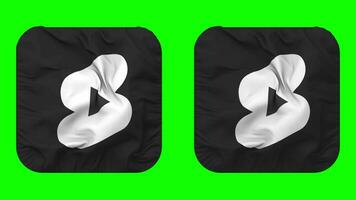 YouTube Shorts Flag Icon in Squire Shape Isolated with Plain and Bump Texture, 3D Rendering, Green Screen, Alpha Matte video