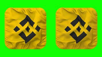 binance bandeira ícone dentro escudeiro forma isolado com avião e colisão textura, 3d Renderização, verde tela, alfa fosco video