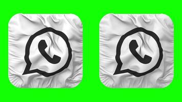 WhatsApp Flag Icon in Squire Shape Isolated with Plain and Bump Texture, 3D Rendering, Green Screen, Alpha Matte video