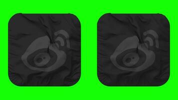 Weibo Flag Icon in Squire Shape Isolated with Plain and Bump Texture, 3D Rendering, Green Screen, Alpha Matte video