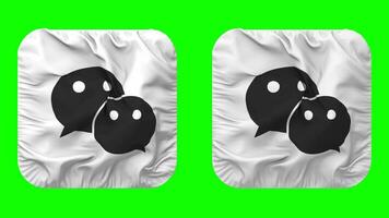 WeChat, Weixin Flag Icon in Squire Shape Isolated with Plain and Bump Texture, 3D Rendering, Green Screen, Alpha Matte video