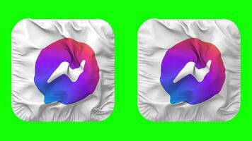 Messenger Flag Icon in Squire Shape Isolated with Plain and Bump Texture, 3D Rendering, Green Screen, Alpha Matte video