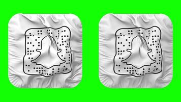 snapchat bandeira ícone dentro escudeiro forma isolado com avião e colisão textura, 3d Renderização, verde tela, alfa fosco video