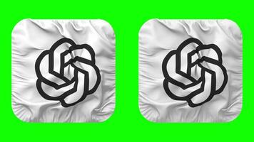 ChatGPT OpenAI Flag Icon in Squire Shape Isolated with Plain and Bump Texture, 3D Rendering, Green Screen, Alpha Matte video