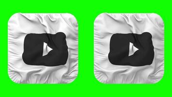 YouTube Flag Icon in Squire Shape Isolated with Plain and Bump Texture, 3D Rendering, Green Screen, Alpha Matte video