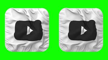 YouTube Flag Icon in Squire Shape Isolated with Plain and Bump Texture, 3D Rendering, Green Screen, Alpha Matte video