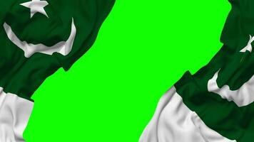 Paquistão bandeira acenando em lados, isolado com colisão textura, 3d Renderização, verde tela, alfa fosco video