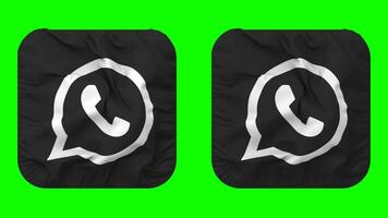 Whatsapp bandeira ícone dentro escudeiro forma isolado com avião e colisão textura, 3d Renderização, verde tela, alfa fosco video