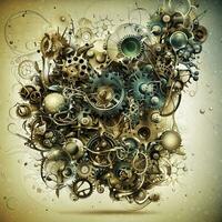 Abstract background with a mix of organic and mechanical elements. AI generated photo