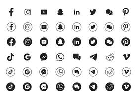 conjunto de social medios de comunicación icono en blanco antecedentes. conjunto de social medios de comunicación icono en redondo antecedentes vector