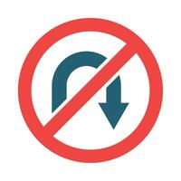 No U Turn Glyph Two Color Icon For Personal And Commercial Use. vector