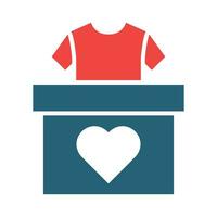 ropa donación glifo dos color icono para personal y comercial usar. vector