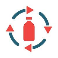 Bottle Recycling Glyph Two Color Icon For Personal And Commercial Use. vector