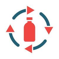 Bottle Recycling Glyph Two Color Icon For Personal And Commercial Use. vector