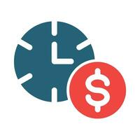 hora es dinero glifo dos color icono para personal y comercial usar. vector