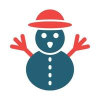 Snowman Glyph Two Color Icon For Personal And Commercial Use. vector