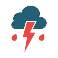 Thunderstorm Glyph Two Color Icon For Personal And Commercial Use. vector