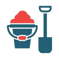 Sand Bucket Glyph Two Color Icon For Personal And Commercial Use. vector