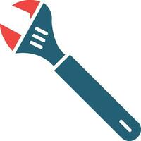 Adjustable Wrench Glyph Two Color Icon For Personal And Commercial Use. vector