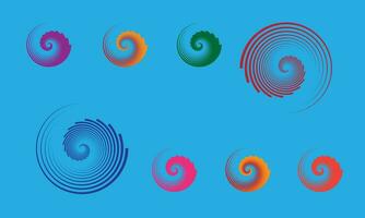 Abstract spiral multi color design element on sky blue background vector