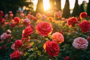 Beautiful display of a Rose garden photo