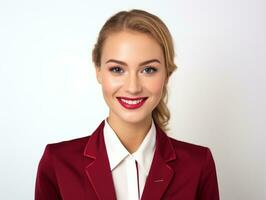 airplane stewardess woman isolated on white background photo