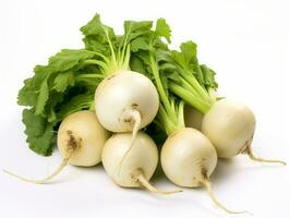 A bunch of turnips isolated on a white background photo