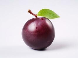 A plum fruit is isolated on a white background photo